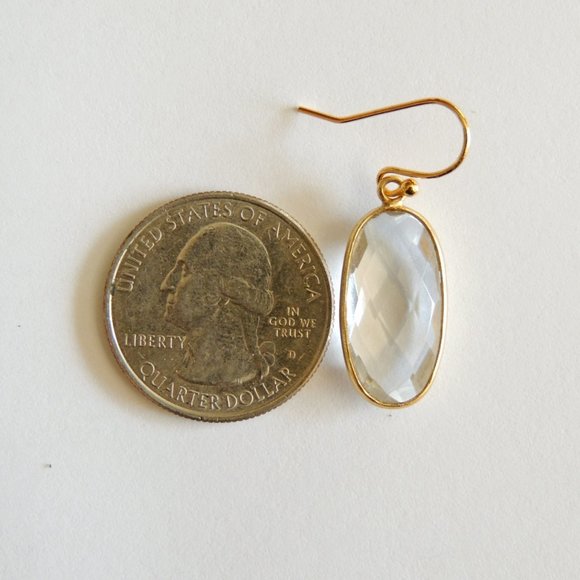 Faceted 14k Gold Filled Clear Quartz Dangle Drop Earrings - Picture 2 of 2